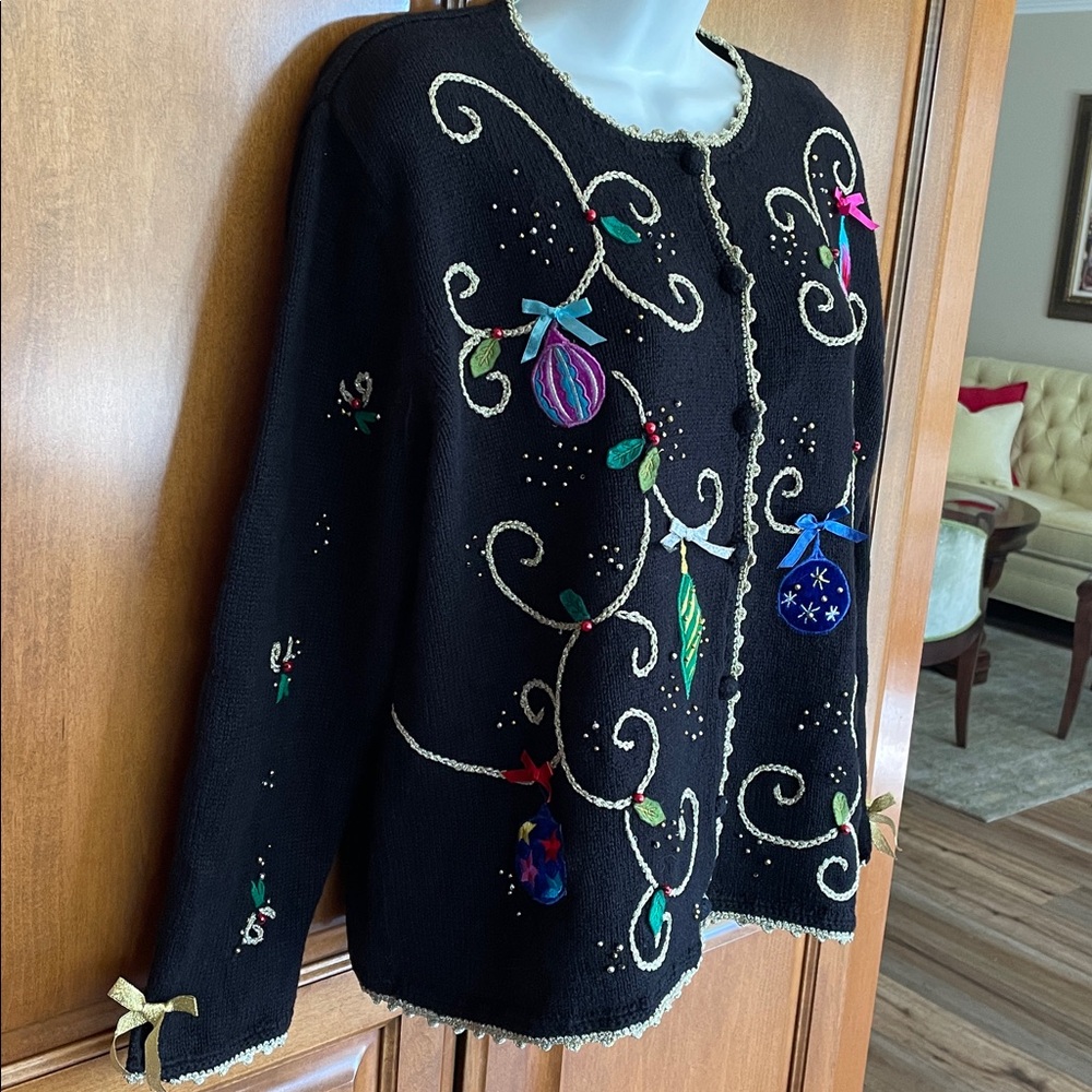UGLY? Christmas Holiday Sweater by Designers Originals, Like New! Size Petite L - Picture 3 of 15